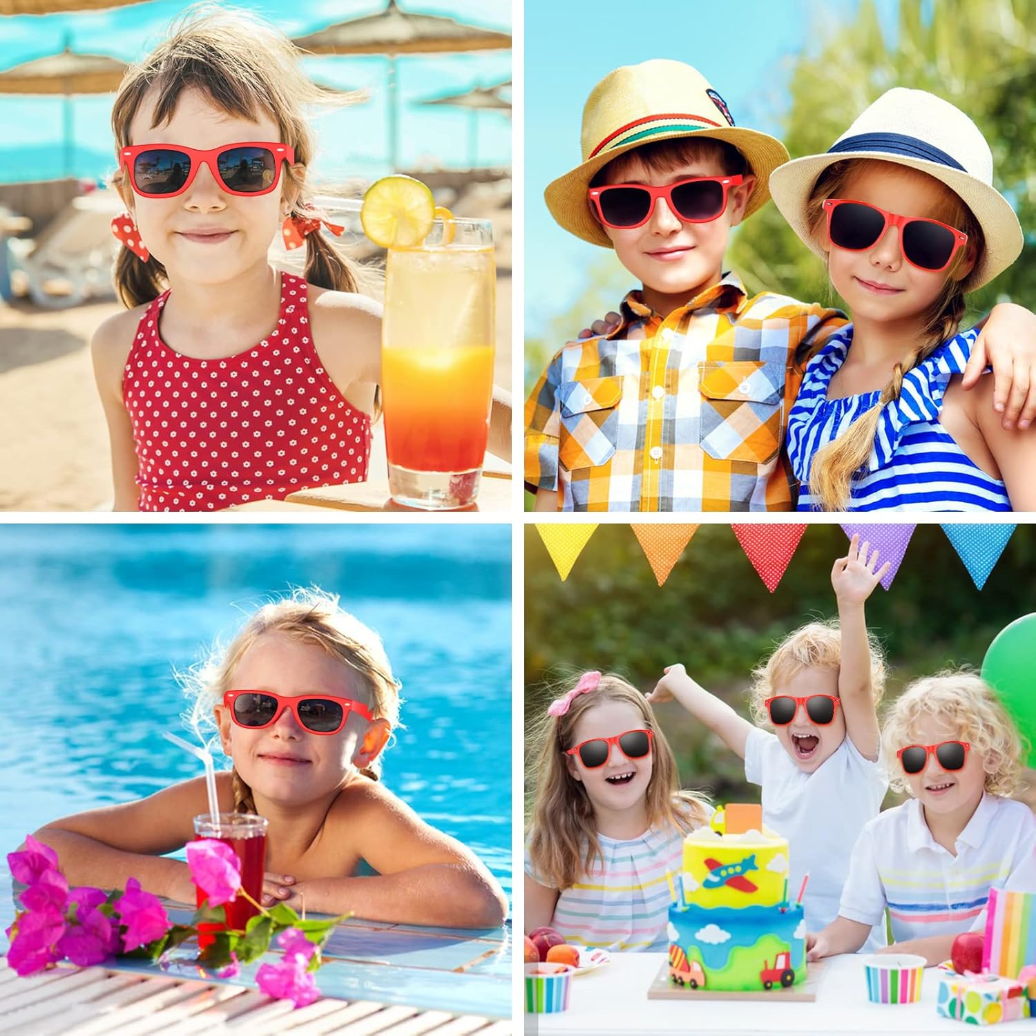 48 Pack Party Sunglasses Bulk for Birthday Summer Wedding Party Goody Bag Fillers Supplies (Red) - Image 7