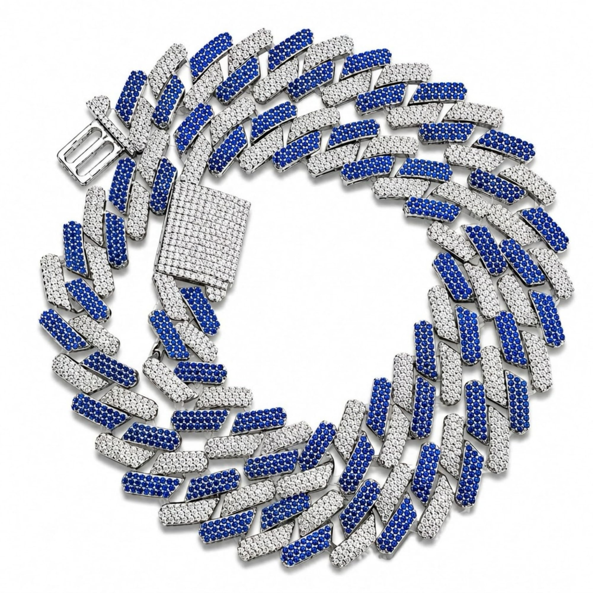 KEEP YOUR COOL 20mm Blue White Iced Cuban Chain for Men