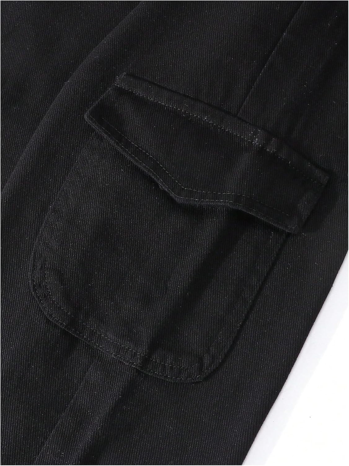 OYOANGLE Girl's Cargo Jeans Elastic Waist Baggy Wide Leg Denim Pants with Pockets Streetwear