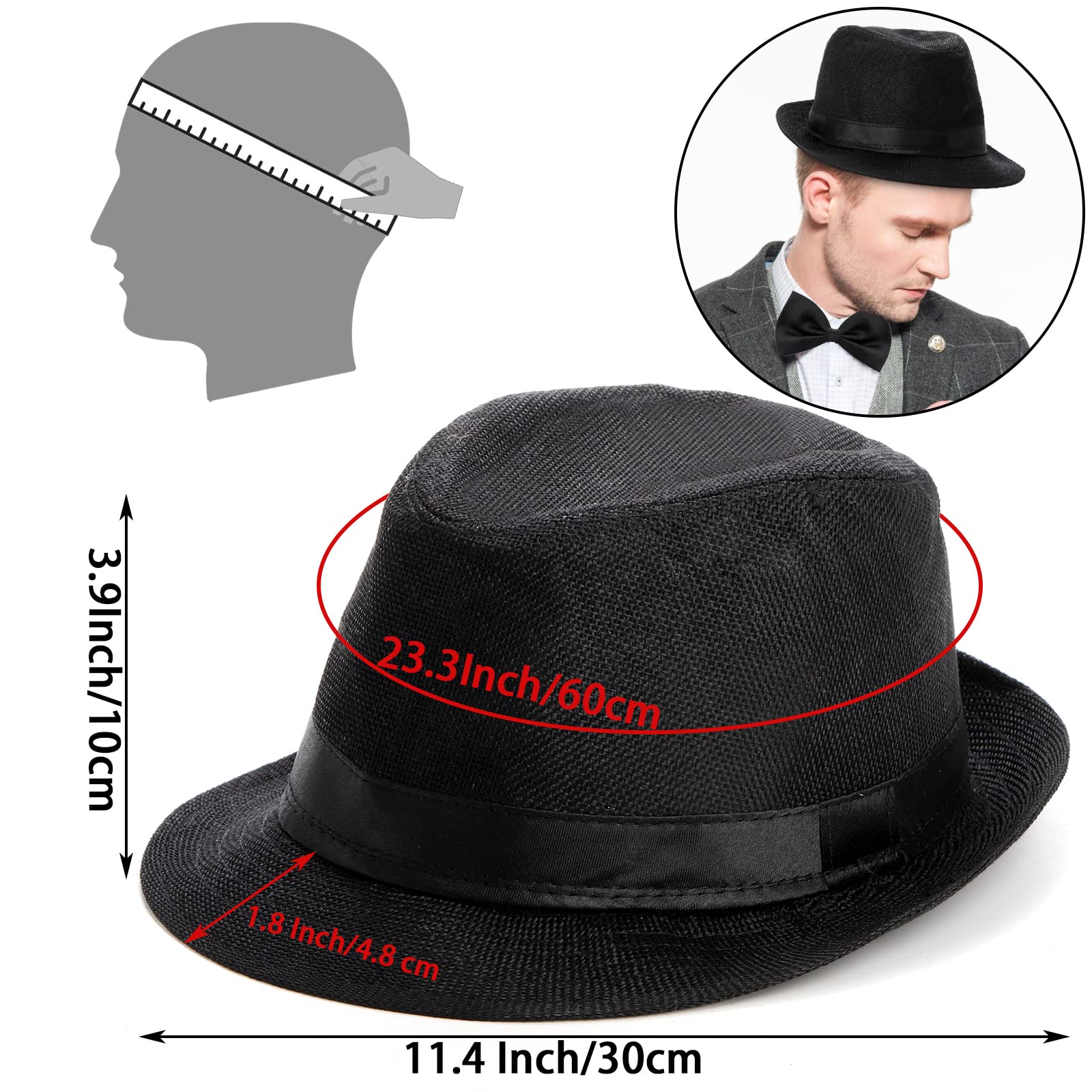 Coloch 1920s Mens Gatsby Gangster Accessories Set, 6 Pcs 1920s Great Gatsby Party Costume Men’s Roaring 20s Set, Hat - Image 2