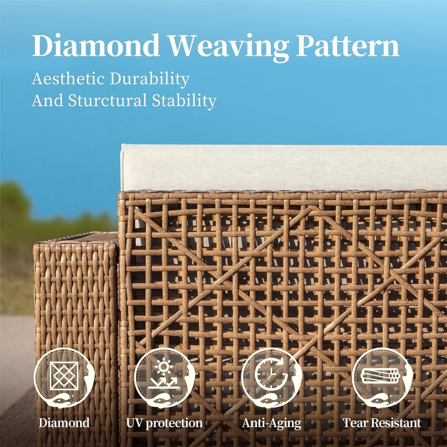 U-Shaped 6-Piece Outdoor Sectional Sofa Set with 10" Cloud Cushions, All-Weather PE Rattan Wicker Patio Furniture Conversation Set for Garden, Backyard, Beige