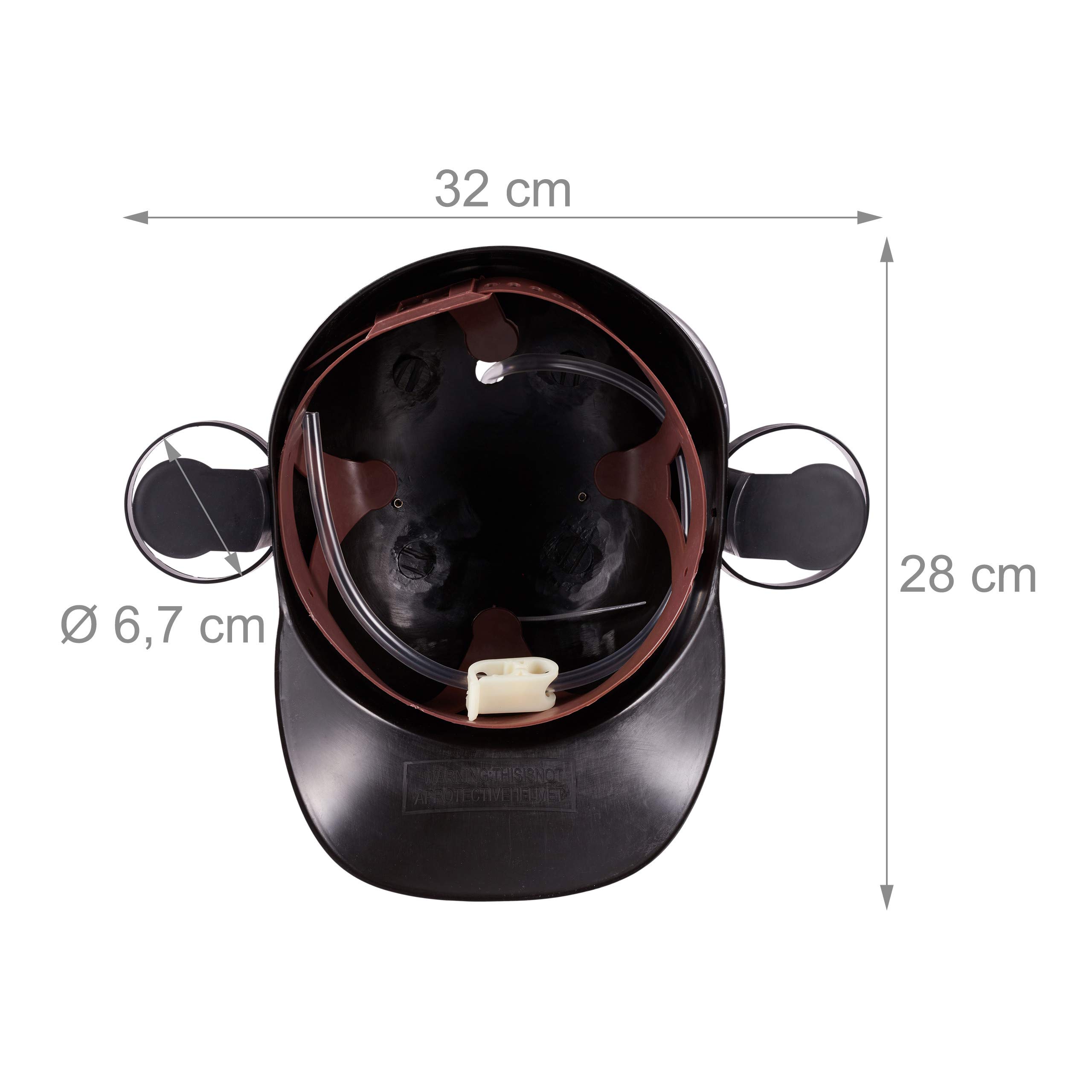 Relaxdays 4x Casques à Bière Pirate Casque à Boisson avec Tuyau 2 Canettes Casque Anti Soif Tête de Mort Fête Carnaval, Noir