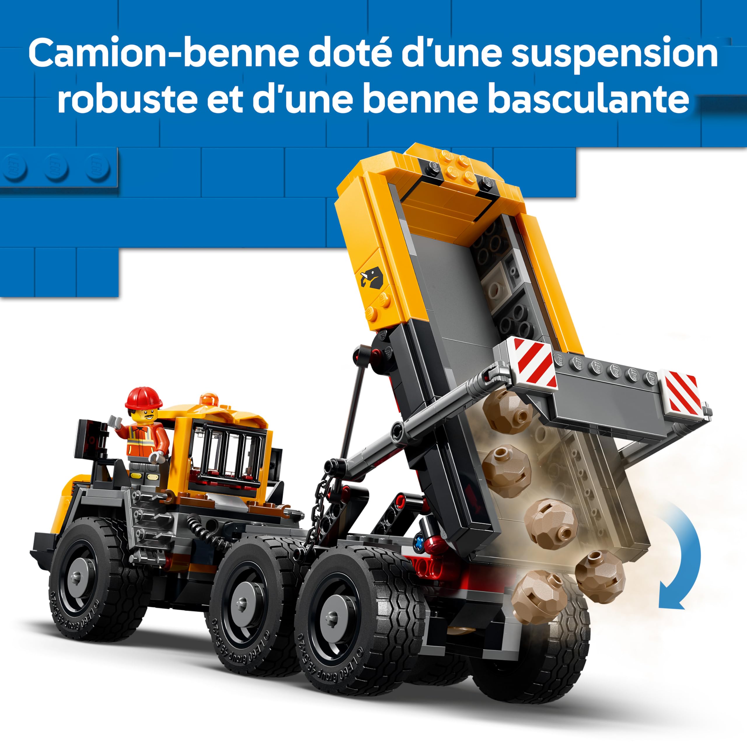 LEGO City Le Camion-Benne et la Chargeuse Frontale - Camions Jouets - Véhicules de Chantier Fonctionnels avec 3 Minifigurines - Cadeau d'anniversaire sur Le Thème des STEM pour Garçon dès 8 Ans 60494
