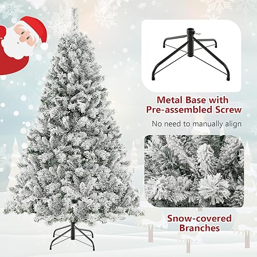 Miniatura 6 de GOFLAME Árbol de Navidad preiluminado de 6 pies, árbol de Navidad artificial con bisagras con 300 luces LED, soporte de metal, 3 minutos de forma