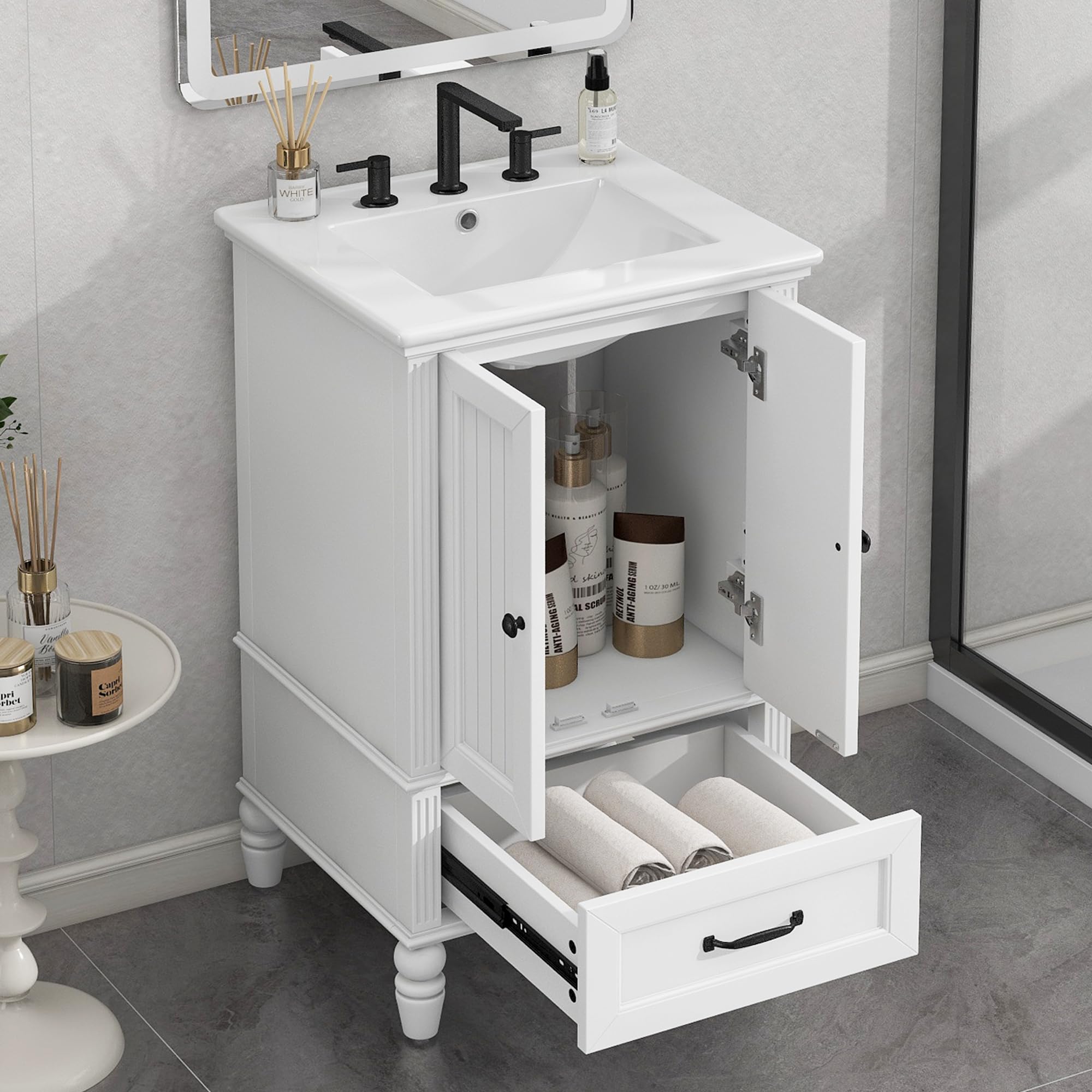 Amazon.com: LUMISOL 20" Small Bathroom Vanity Cabinet with Sink, Modern Bathroom Cabinet with a ...