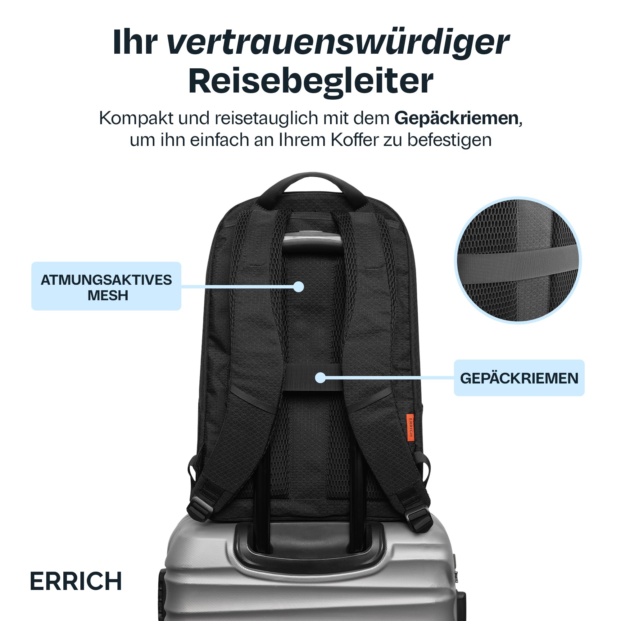Urban-Rucksack für 15,6-Zoll-Laptop Wasserdichter Schwarzer Business Reise
