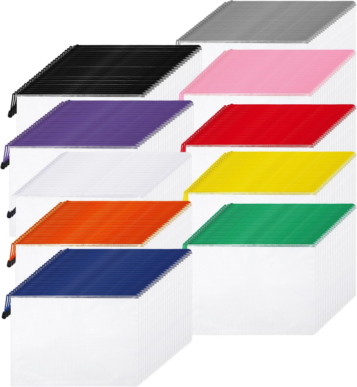 Zhehao 250 Pcs Mesh Zipper Pencil Pouches Bulk Clear Mesh