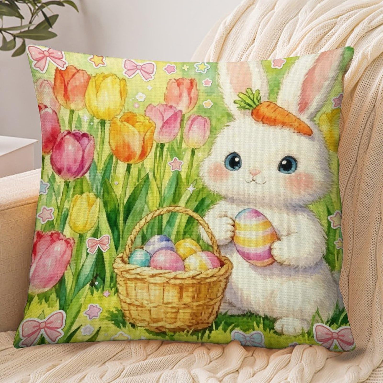 Fekiloot Style Tulips Egg Pillowcase Pillow Sham Pillow Case
