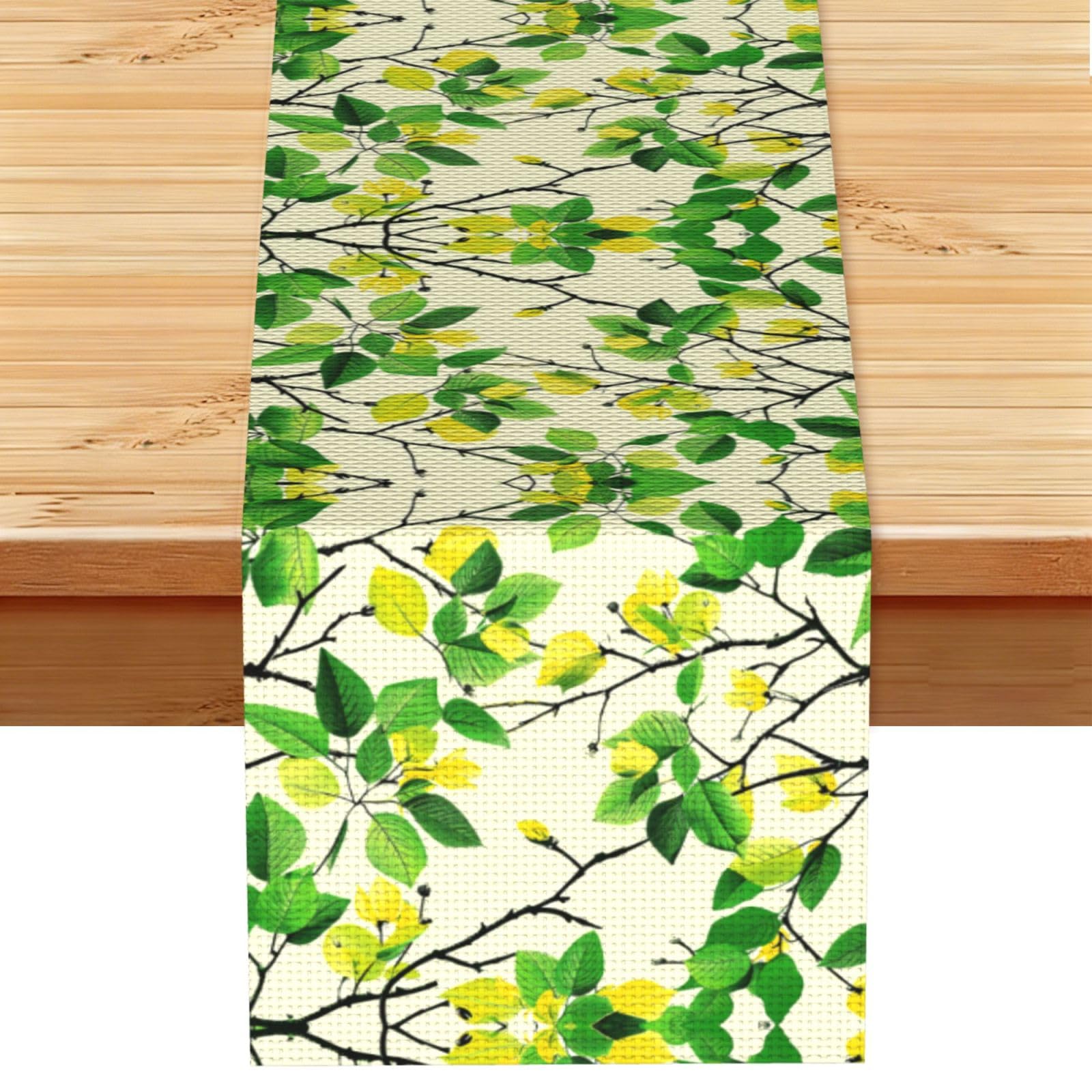 Brisk Yellow Green Bloom Printed Table Runner 13 x 72, Wrinkle Resistant Decor for Dining Table Coffee Table Fireplace