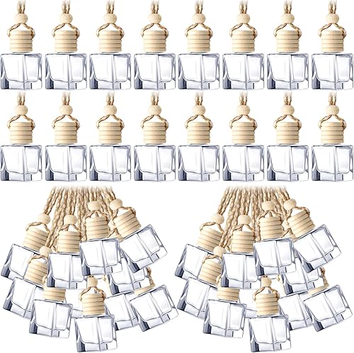 BBTO 200 botellas difusoras colgantes para automóvil, botellas de perfume de vidrio transparente vacías a granel, ambientador, colgante para aceites