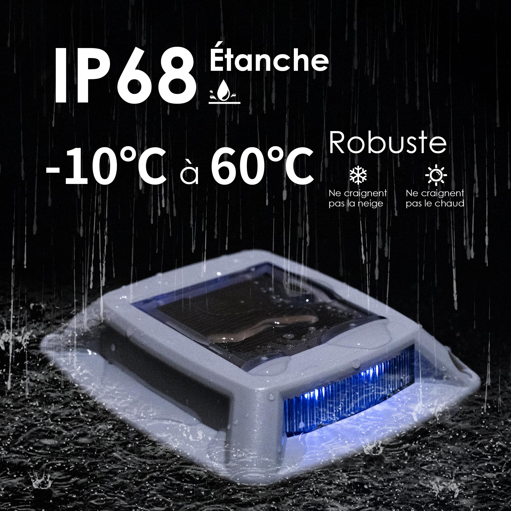Éclairage pour Chemins Spot Solaire Exterieur Puissant IP68 Étanche 12 Articles Eclairage Escalier Exterieur Bleu Balise Solaire Exterieur Jardin 24LM pour Terrasse, Chemin, Piscine et Parc