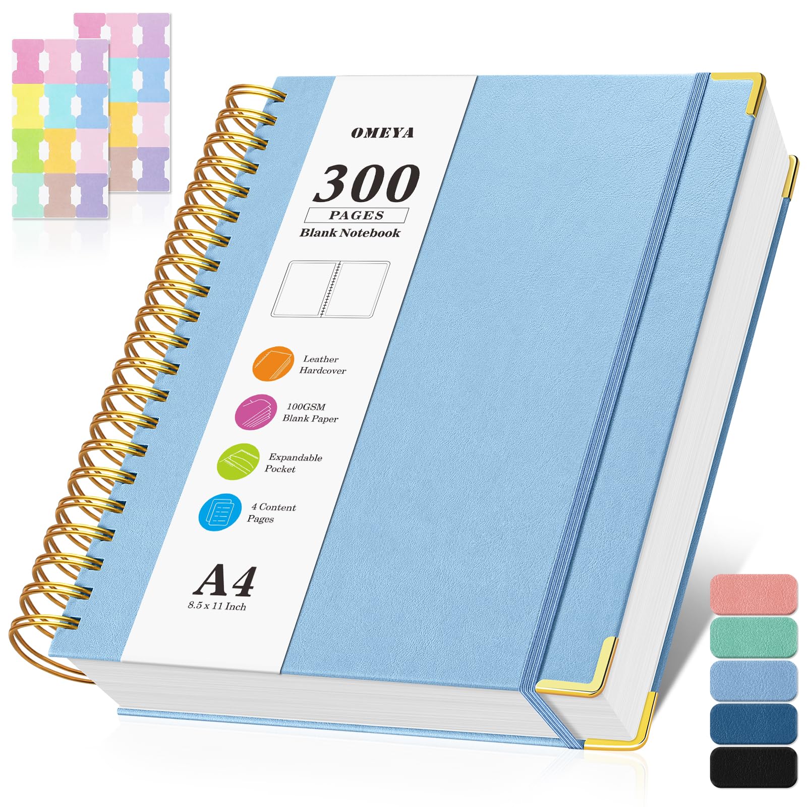 Blank Spiral Notebook: Leather Sketch Book, Unlined Notebook for Women Men