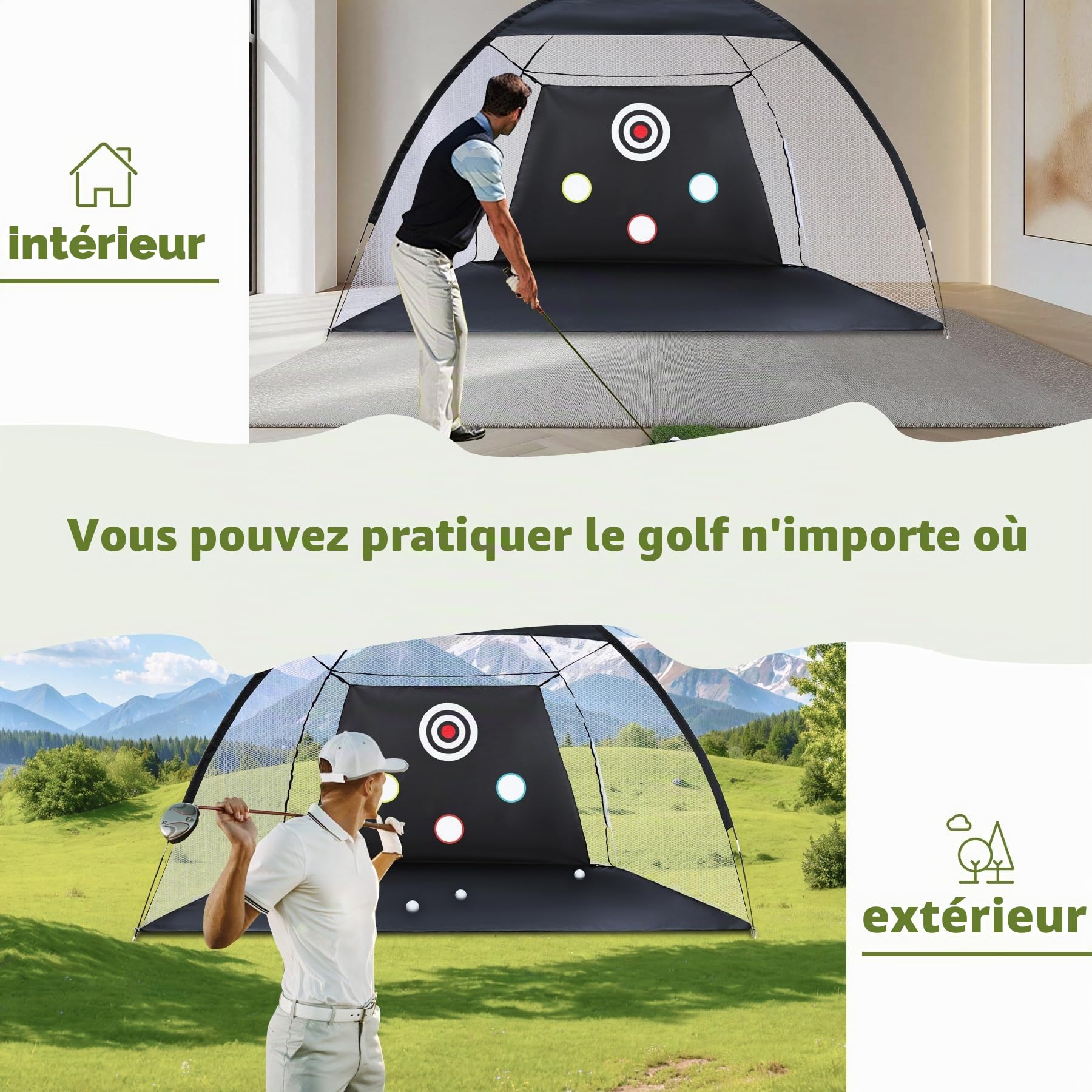REDCAMP Filet d'entraînement de Golf avec Tapis de Frappe pour intérieur et extérieur