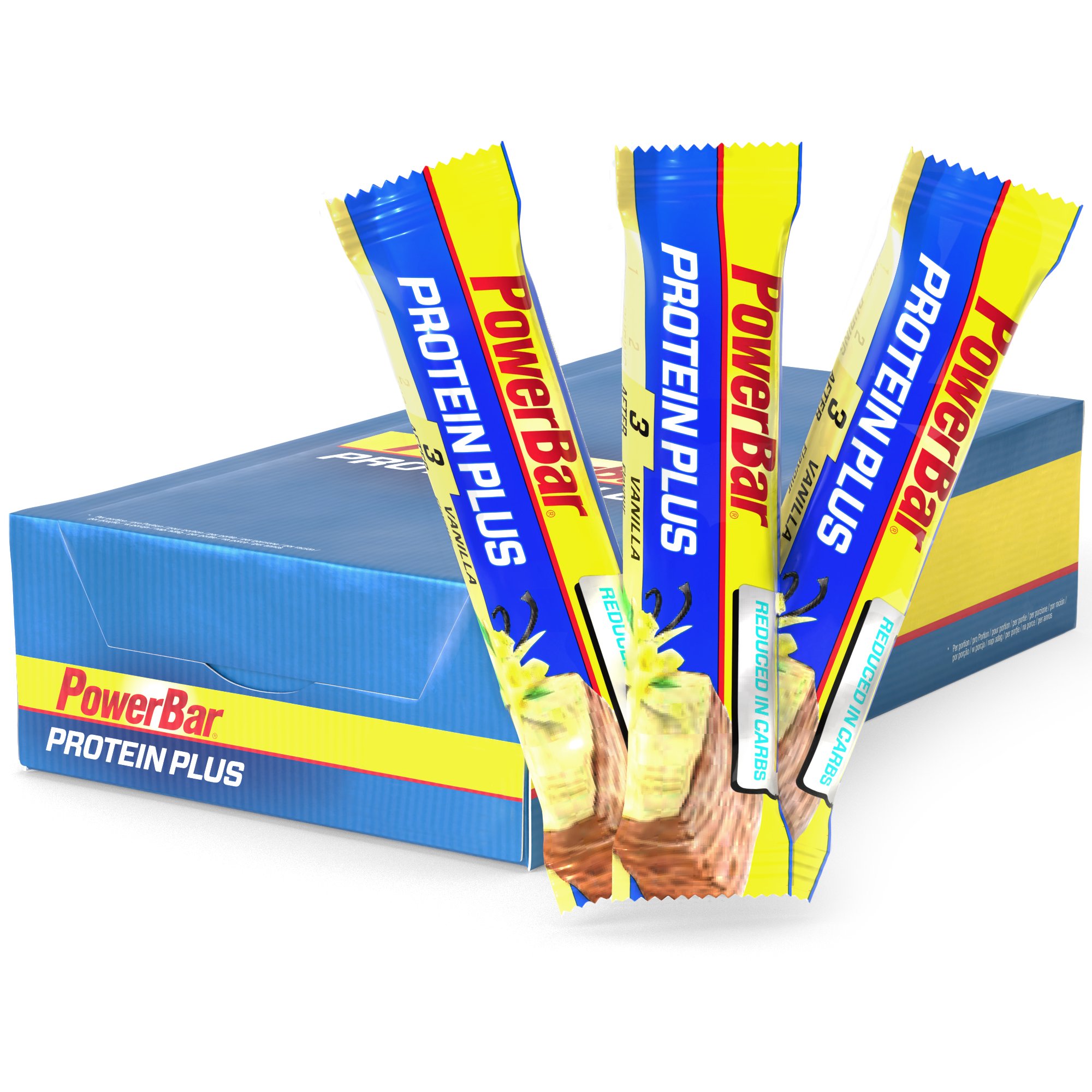 PowerBar Protein Riegel Reduced in Carbs – Low Sugar Fitness-Riegel reich an Ballaststoffen – 30 x 35g Vanilla