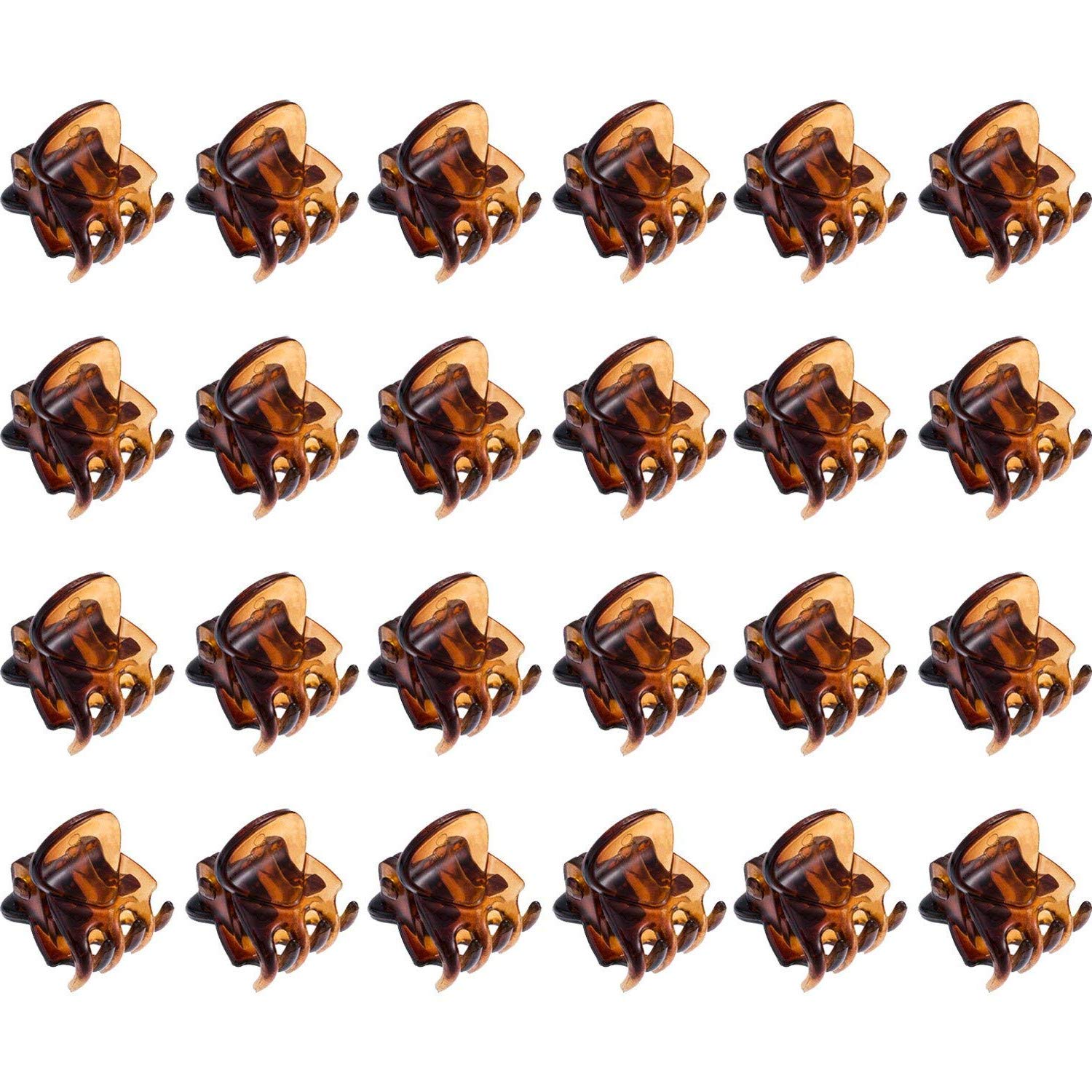 Rmeet Pinzas para Cabello Mini,24 Pack Pequeñas Garra de Pelo Clip de Agarre de Plástico Horquilla Antideslizante Mini Sujetadores para Cabello para Niñas Mujeres 1.5 CM Marrón