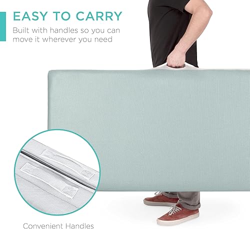 Miniatura 16 de Colchón portátil Best Choice Products de 4 pulgadas plegable, Poliuretano, Gris Gris,Azul medianoche,Negro (Onyx Black),Seafoam,gris topo