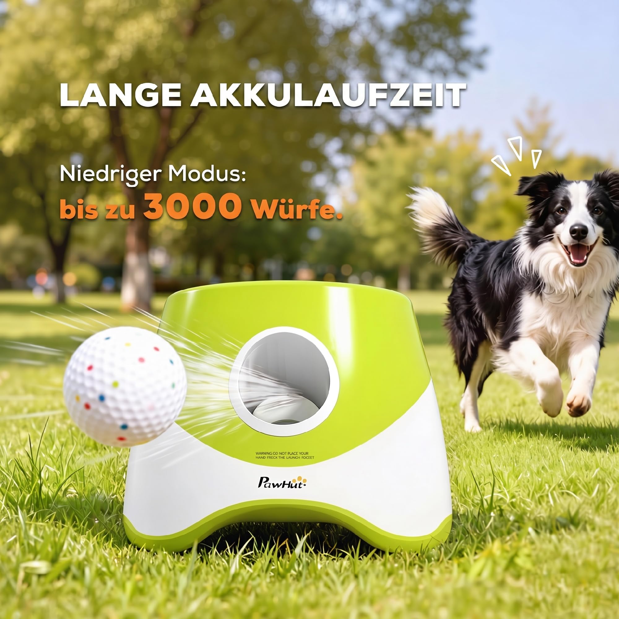 PawHut Automatischer Ballwerfer mit 3 Distanzen für Mittlere Hunde Grün