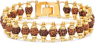 NEXSOUL Elite Rudraksha Bracelet for Men | Premium Panchmukhi Rudraksha | Gold Plated Men's Bracelet | Spiritual Jewellery...