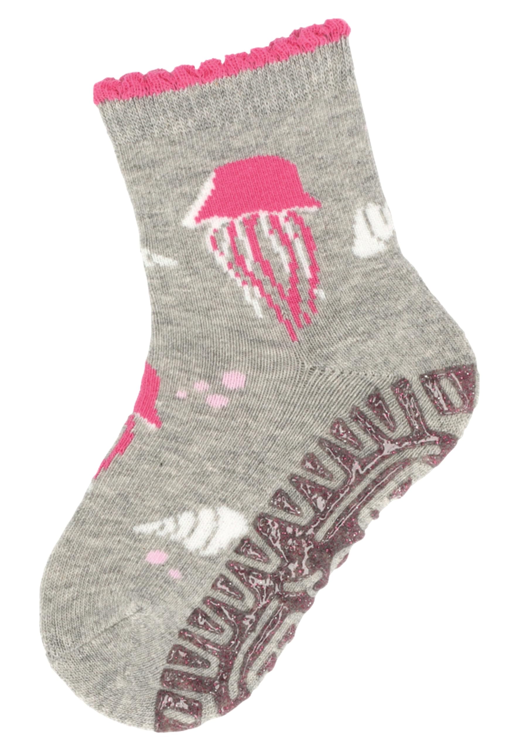 Sterntaler Glitzer Flitzer AIR 2er Pack Seepferd - Baby Fliesen Flitzer für Mädchen im Doppelpack - Stoppersocken mit rutschfester Sohle - Fliesensocken mit Motiven