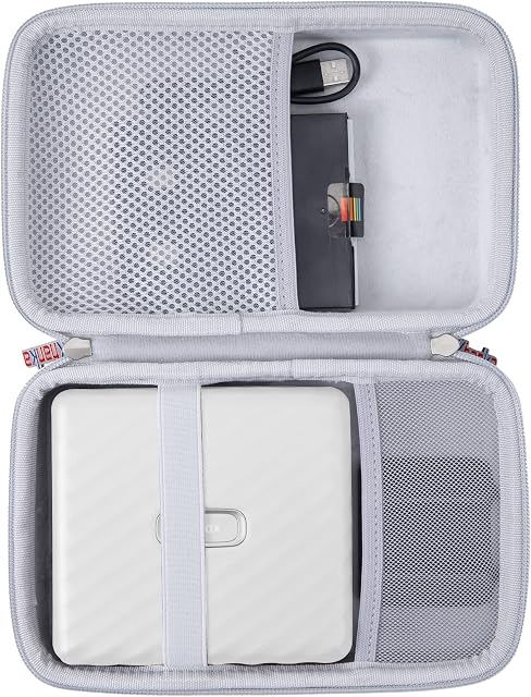 Khanka Hard Case with Photo Album for Fujifilm Instax Link Wide Photo Printer 16719574 and Accessories (Case + Photo Album, Ash White)