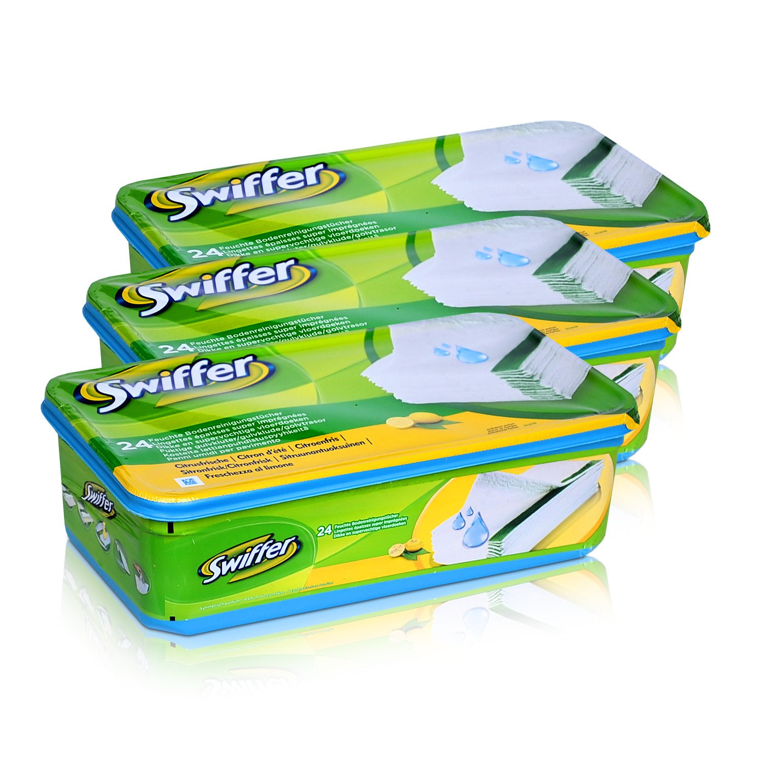 Swiffer Wet Lot de 3 boîtes de 24 lingettes nettoyantes imprégnées