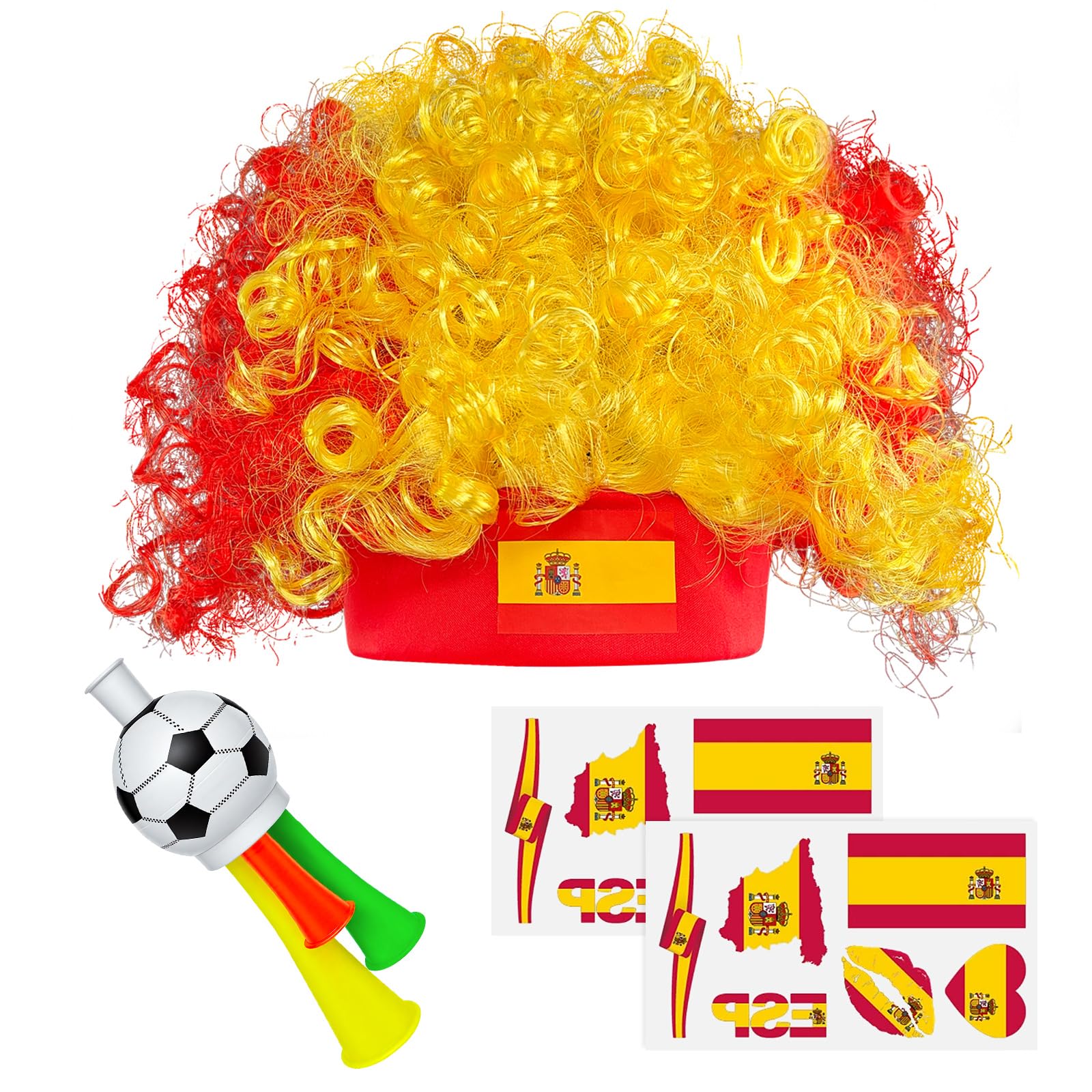 Photo 1 of Jendfert 2026 Soccer Fan Gear Set, Portugal Flag Clown Wig, Temporary Tattoos & Loud Horn, Cheer Accessories for International Football Matches, Stadium Parties & Global Tournament Celebrations 7