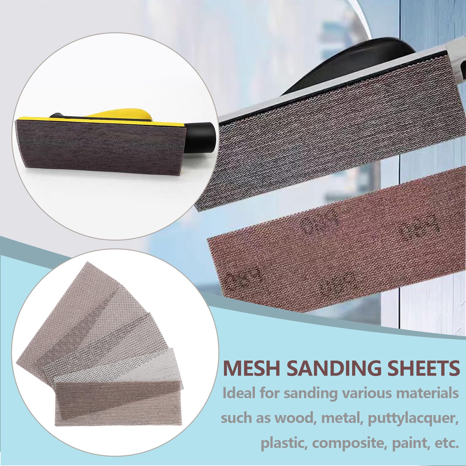 SG Store 25pcs Mesh Sanding Sheets 70x198mm Mesh Hook and Loop Sanding Pads Silicon Carbide 80 120 180 240 400 Grit for Orbital Sander Hand Sanding Polishing - Image 3