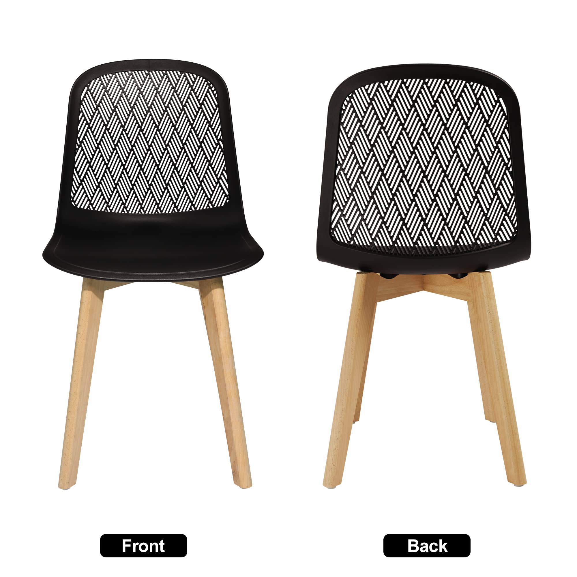 Armless Modern Chairs with Wood Legs for Living, Bedroom, Kitchen,Dining,Lounge Waiting Room, Restaurants, Cafes, Set of 2…