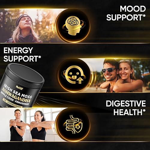 Miniatura 3 de Cápsulas orgánicas de Ashwangdha de 15000 mg de musgo marino irlandés de 3000 mg de vinagre de sidra de manzana de 3000 mg y más – Apoya la salud