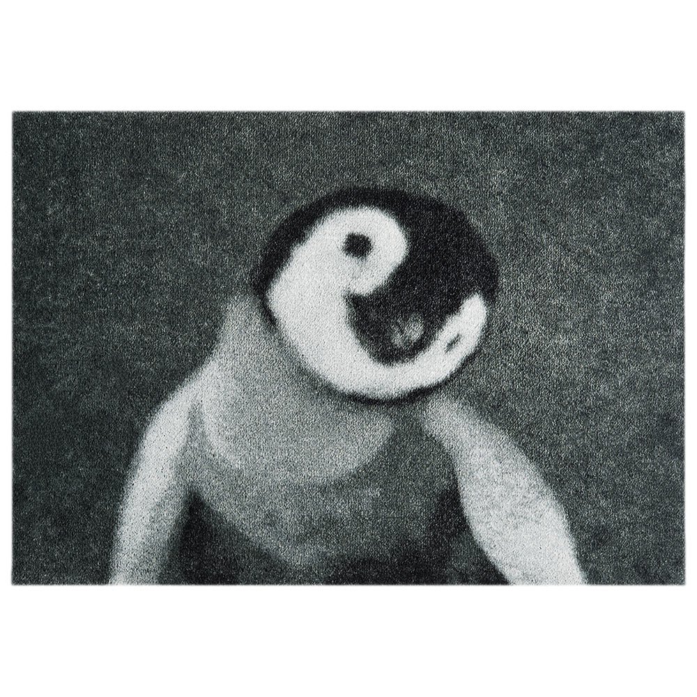 Alfombra de pingüino gris para un recibidor acogedor y limpio