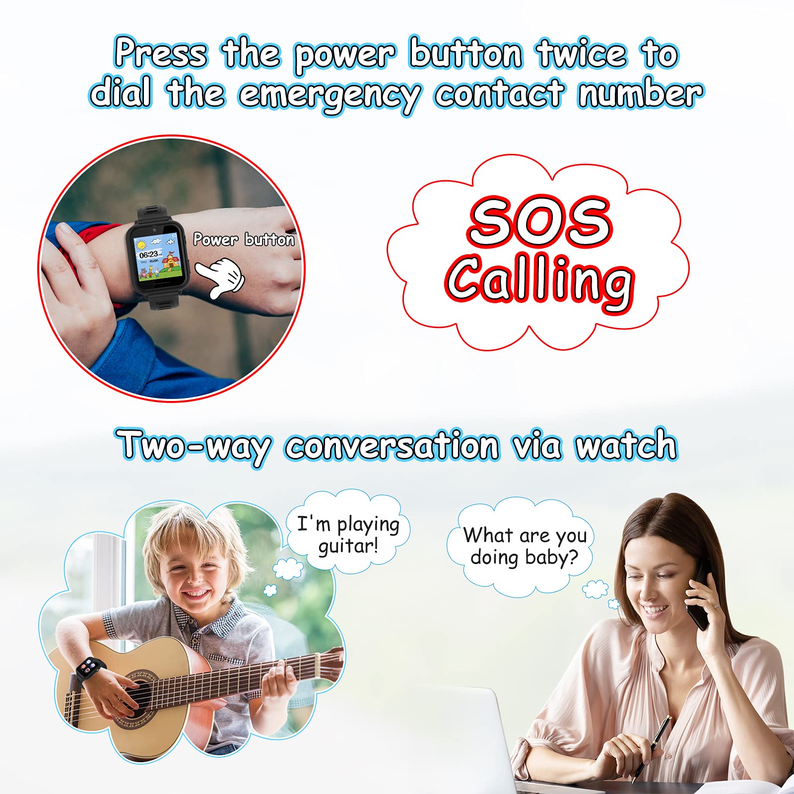 Kinder Smartwatch, Smartwatch Kinder Telefon mit SIM Karte Anruf SOS 26 Spiele Kamera Musik MP4 Schrittzähler Wecker Taschenlampe Recorder, Kinderuhr für Jungen Mädchen Student 4-12 Jahre Geschenk
