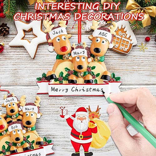 Miniatura 3 de Adornos de Navidad personalizados de renos 2023, adornos familiares de ciervos de alce para árbol de Navidad, colgante con nombre personalizado,