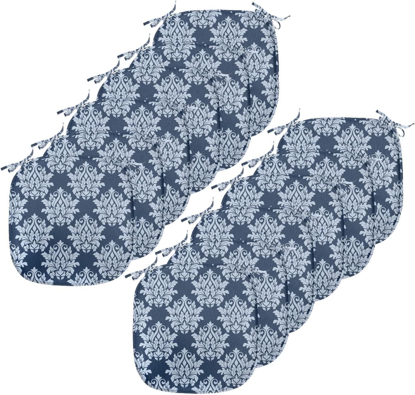 Lunarable Fall Leaves Chair Seating Cushion Set of 2, Large Leaf Silhouettes in Earth Tones, Anti-Slip Seat Padding for Kitchen & Patio, 16"x16", Paprika Multicolor