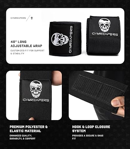 Miniatura 6 de Gymreapers Coderas de levantamiento de pesas (1 par)  Correa de compresión flexible de 40 pulgadas para codo y soporte para articulaciones  para