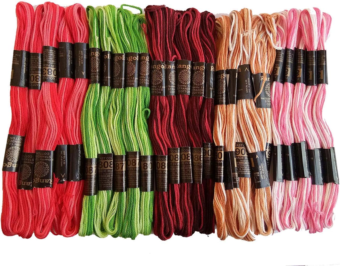 K G group Threads Cotton Embroidery Threads Set Double Shaded Pack of 100 (8 m, Multicolour)