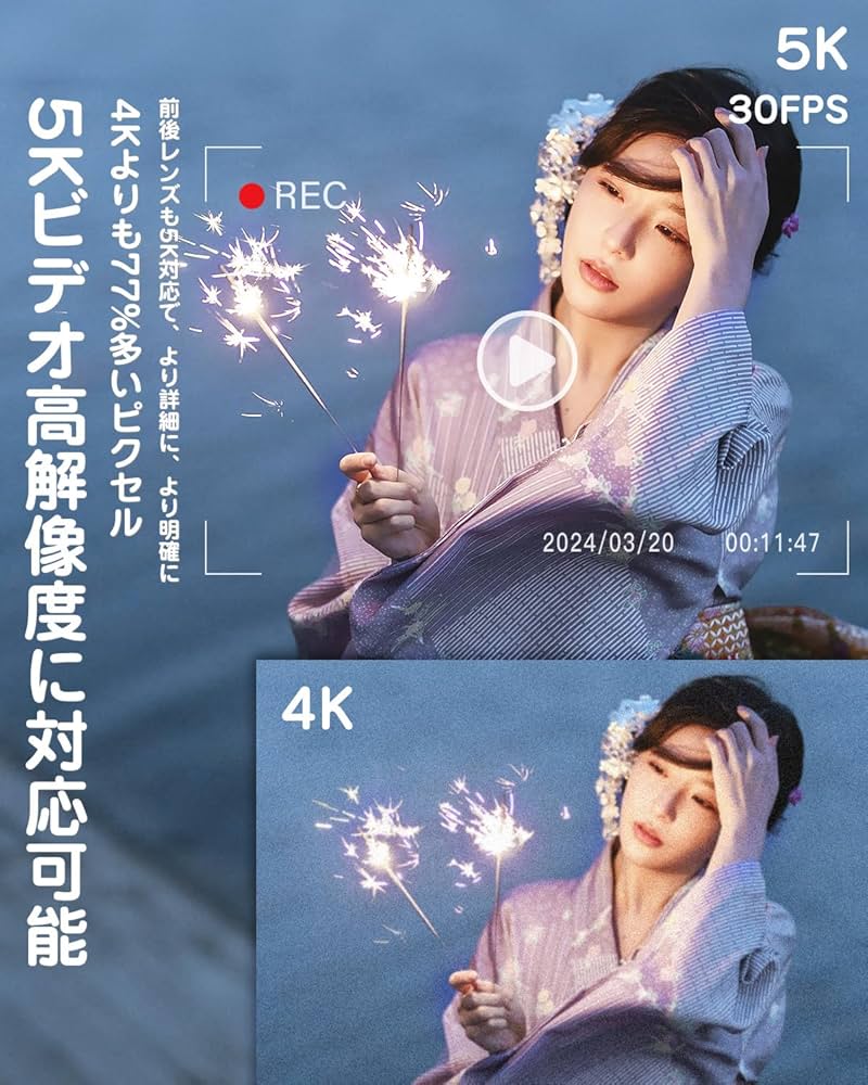 Amazon | Sixtary デジタルカメラ 5K デジカメ 4800万画素 前後カメラ