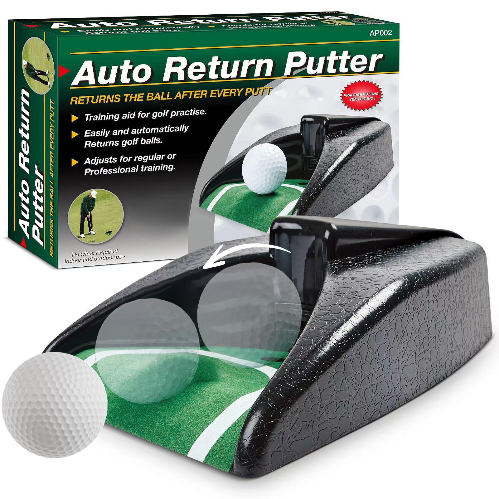 Golf Ball Automatic Return Machine, Putting Cup for Indoor Outdoor Practice, Golf Training Aid with Auto Ball Return for Beginners & Pros