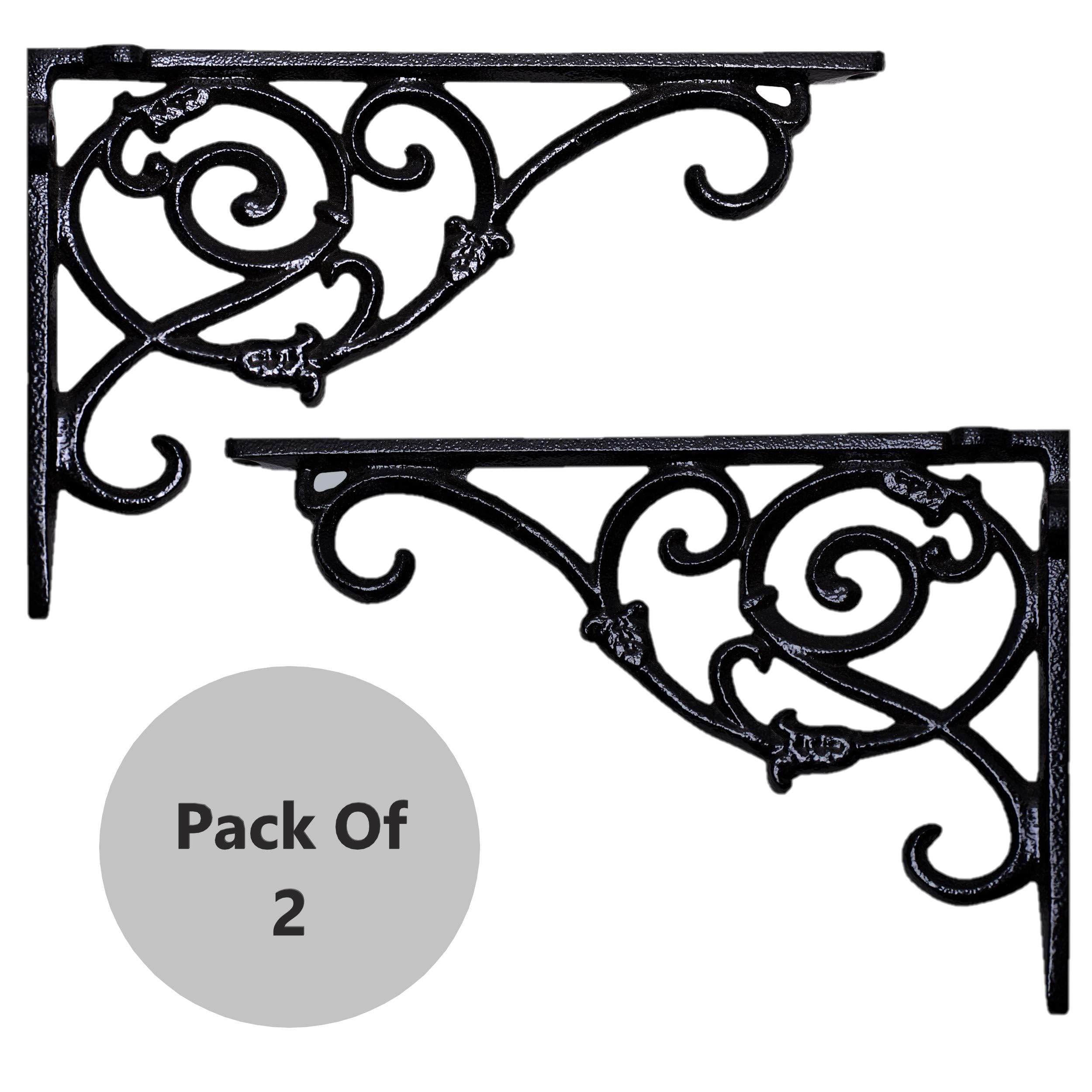 Sharpex Wall Mounted Metal Bracket | Decorative Wall Hook Plant Hanger for Hanging Pots, Bird Feeders, Flower Baskets, Planters, Lanterns, Lamps, and Wind Chimes for Indoor/Outdoor Use (Black, 2 Pc) (B07S2M86SY) Amazon Price History, Amazon Price Tracker