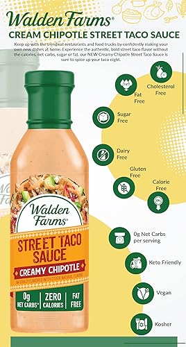 Miniatura 9 de Walden Farms Street Taco Sauce - Botella cremosa de chipotle de 12 onzas (paquete de 2)  Sabrosa, vegana, apta para paleo y keto, sustituto de la