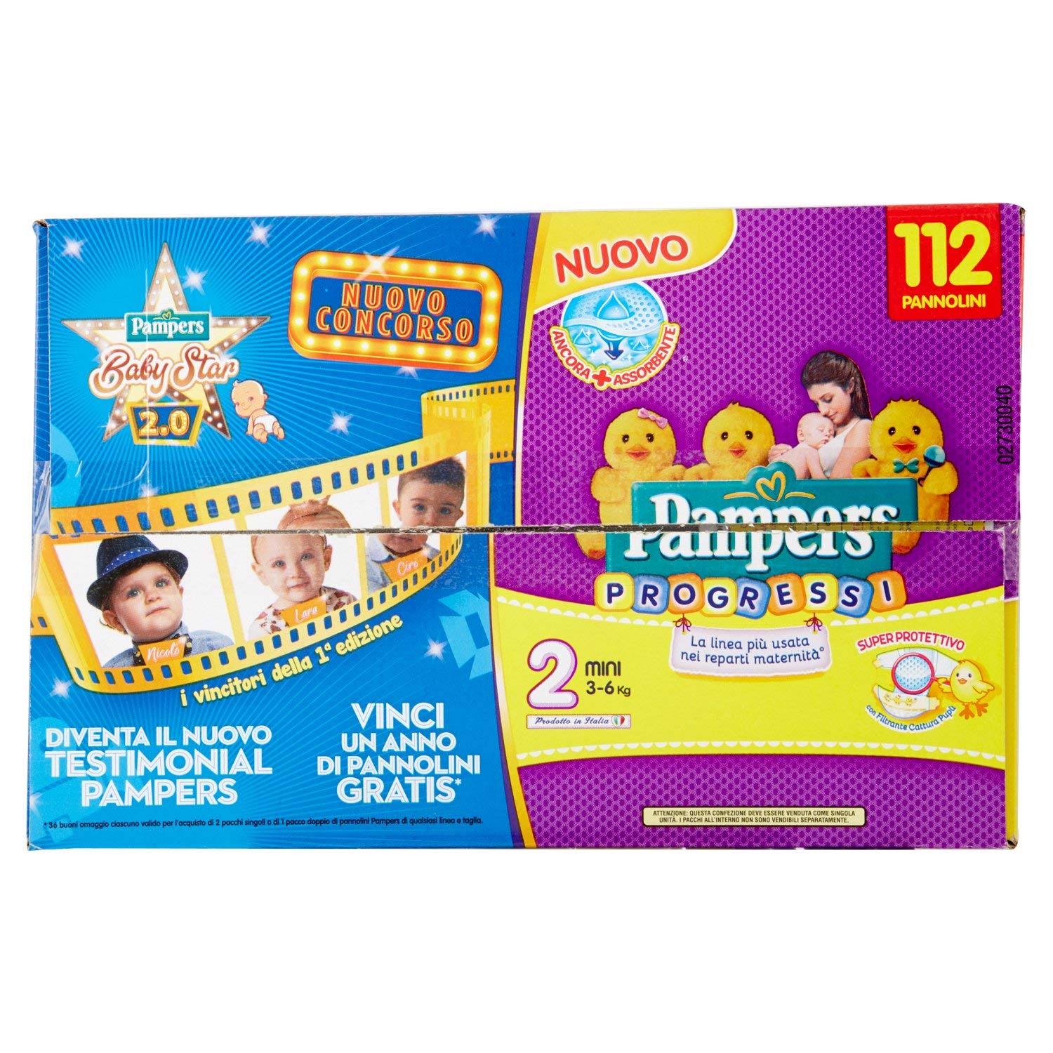 Pampers Progressi Pannolini Mini, Taglia 2 (3-6 kg) - Paco da 112 Pezzi