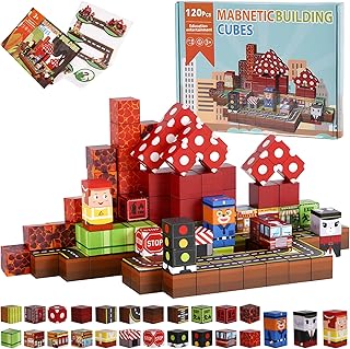 120pcs Magnetic Blocks for Boys and Girls Ages 3-12 Magnetic Tiles Toys Warcraft Block Magnets, Great for Christmas, Easter, Birthday Gifts