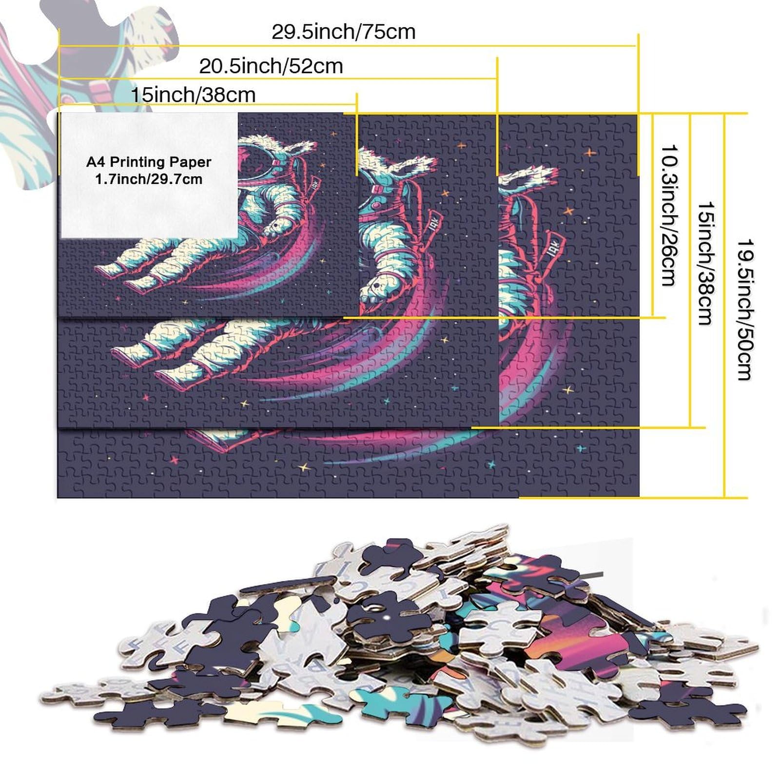 Astronaut Puzzle 1000 sztuk Puzzle Dla Dorosłych Drewniane Puzzle Gra Edukacyjna Dla Dorosłych Wyzwanie Zabawka Prezent Dla Wszystkich Kobiet I Mężczyzn 1000 sztuk (75 x 50 cm)