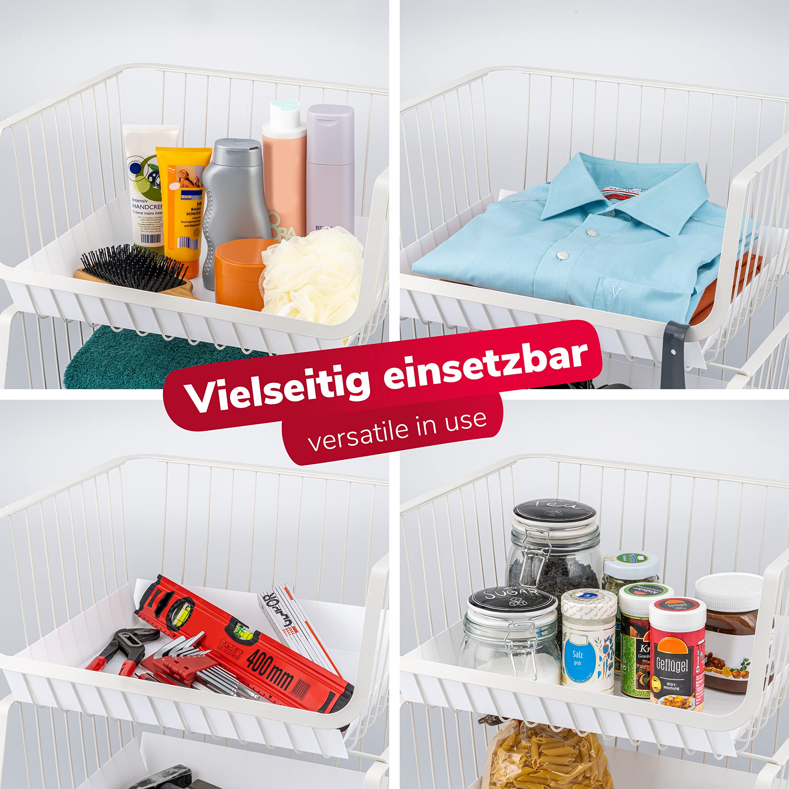 bremermann Aufbewahrungskörbe 5-stufig mit Einlegeböden, vielseitig einsetzbar aus Metall (Weiß)