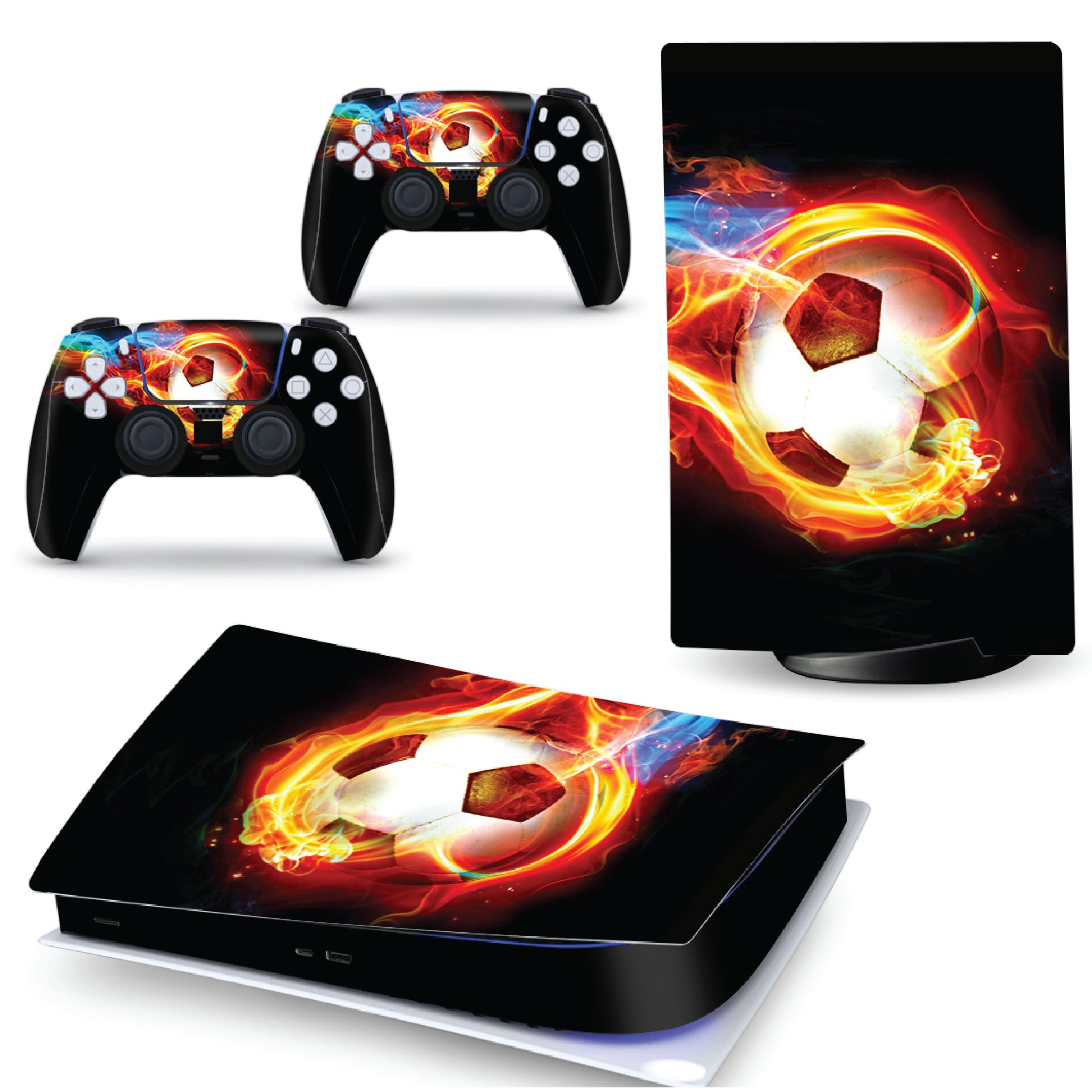 Standard Console & Controller Wraps for PS5 – Premium Vinyl Skins (Soccer Ball, Slim Digital Version) Slim Digital Version Soccer Ball