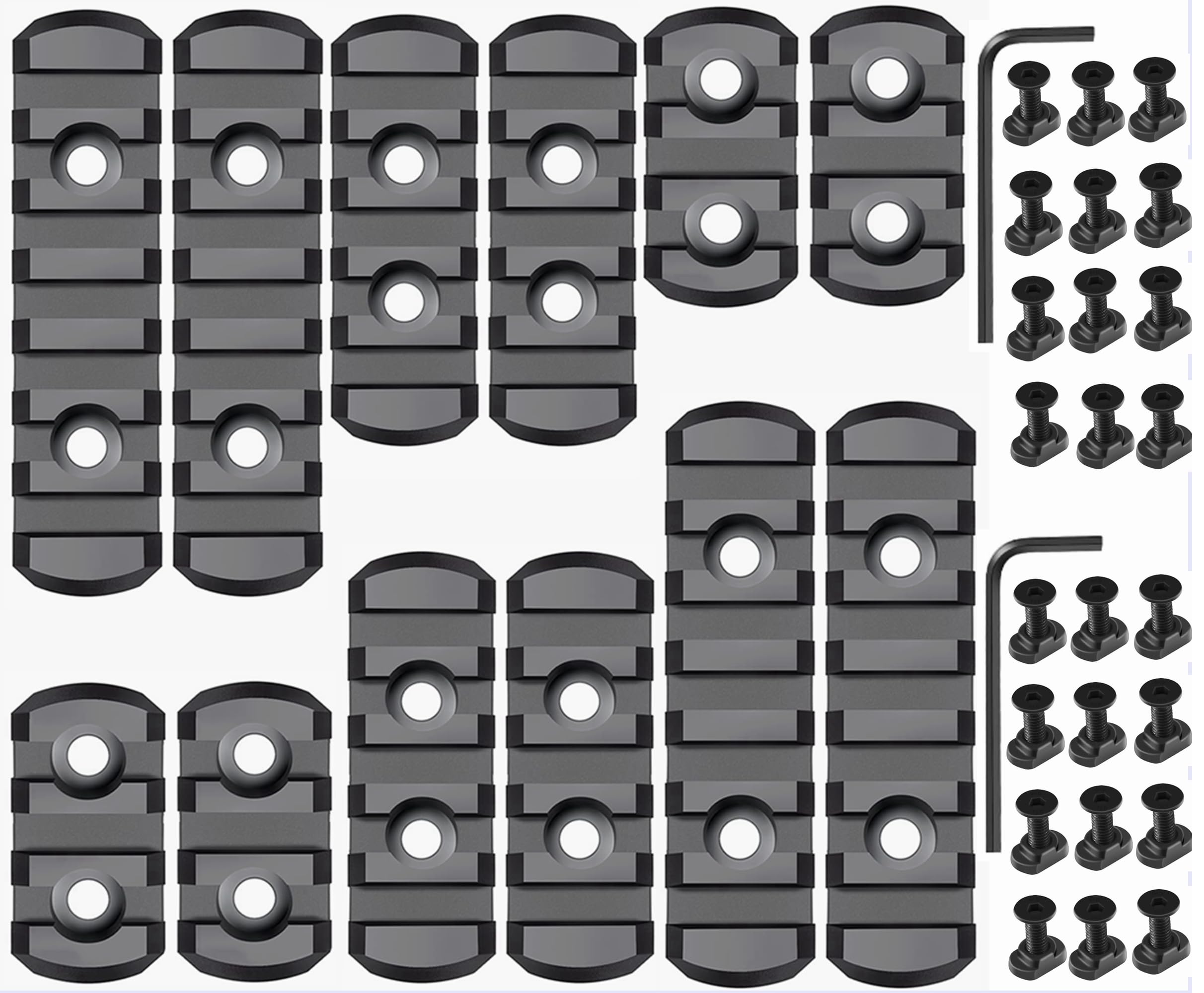 Polymer Picatinny Accessory Rail Single Picatinny Rail, 3 3 5 5 7 7 Slots, with 13 T-Nuts & 13 Screws & 2 Allen Wrench