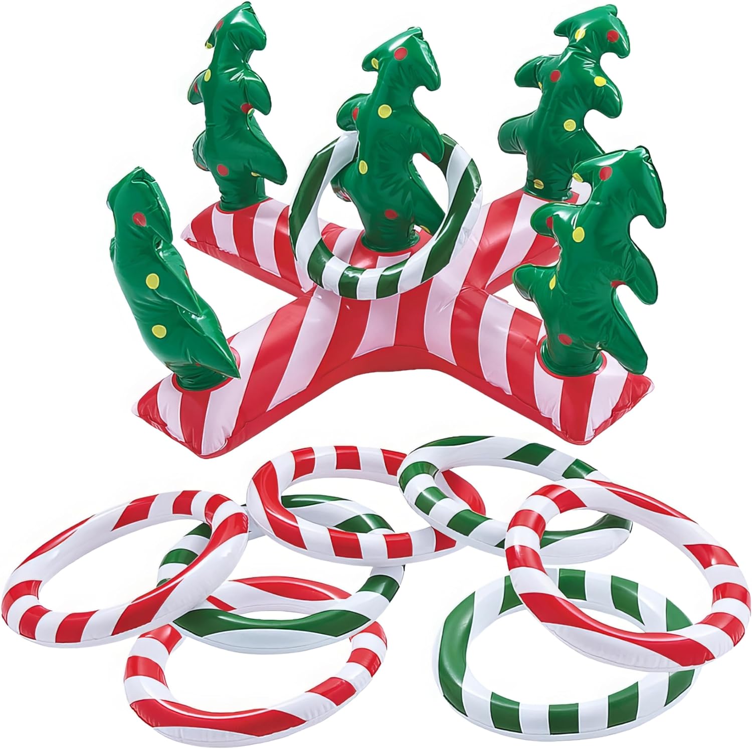 Fun Express Inflatable Holiday Candy Candy & Christmas Tree Ring Toss Game - Great for School, Church and Home Christmas Games and Activities