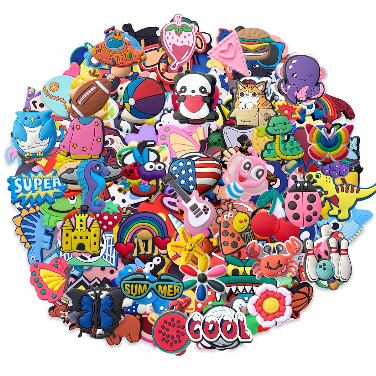 diasstro Lot of 20,50,100 pcs Random PVC Different Shoe Charms for Shoe Decoration, Cartoon 100pcs