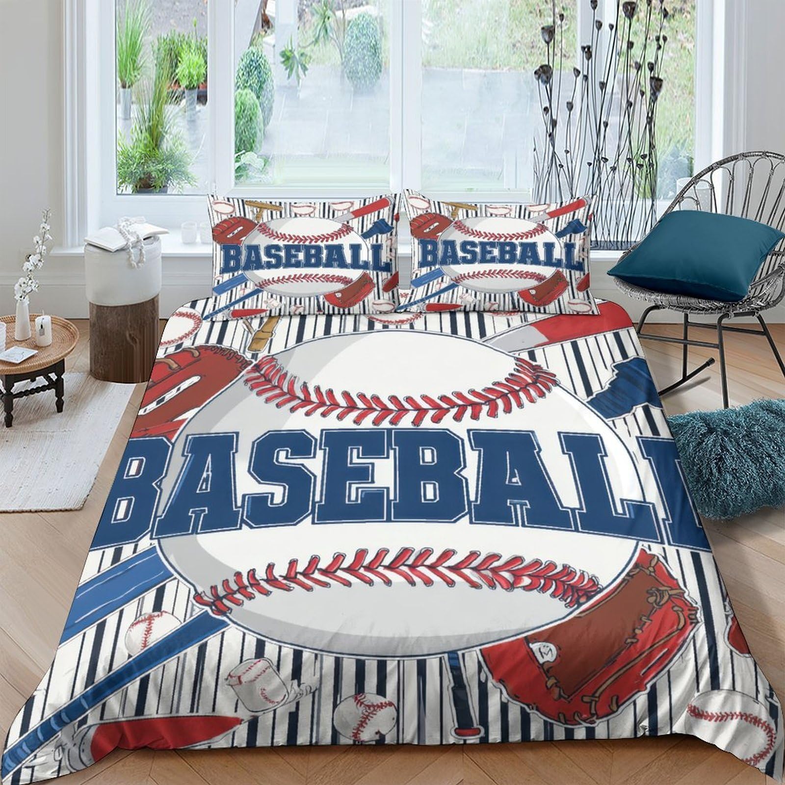 Ctjqhvkz Style-3 3D Printed Baseball Theme Fitted Sheet Microfiber Soft Breathable Bat Glove Bed Cover For Bedroom Dorm Decor Single（135X200cm）