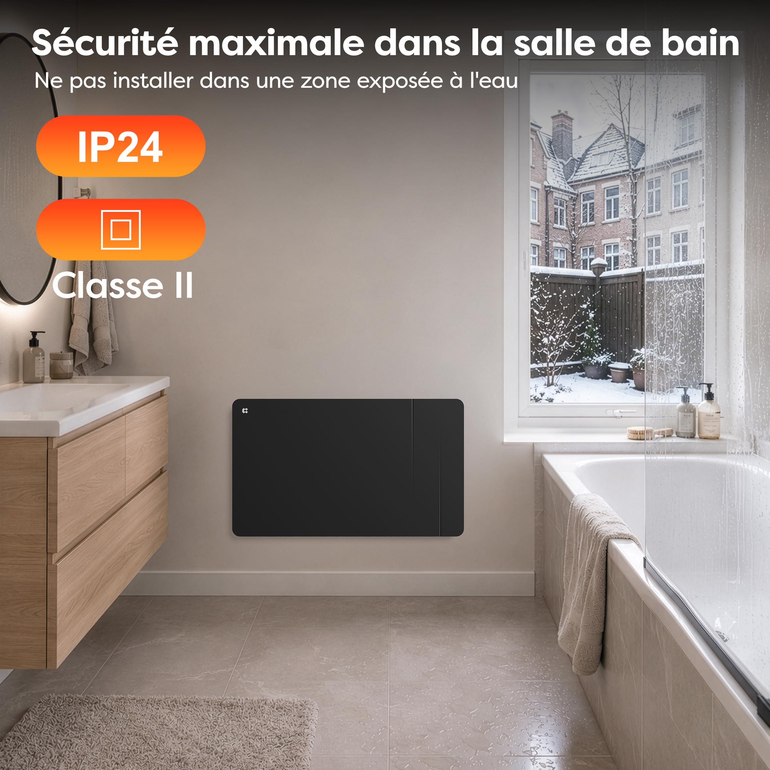 CIARRA CBHTD15A-B Radiateur à Inertie Céramique 1500W WiFi Noir