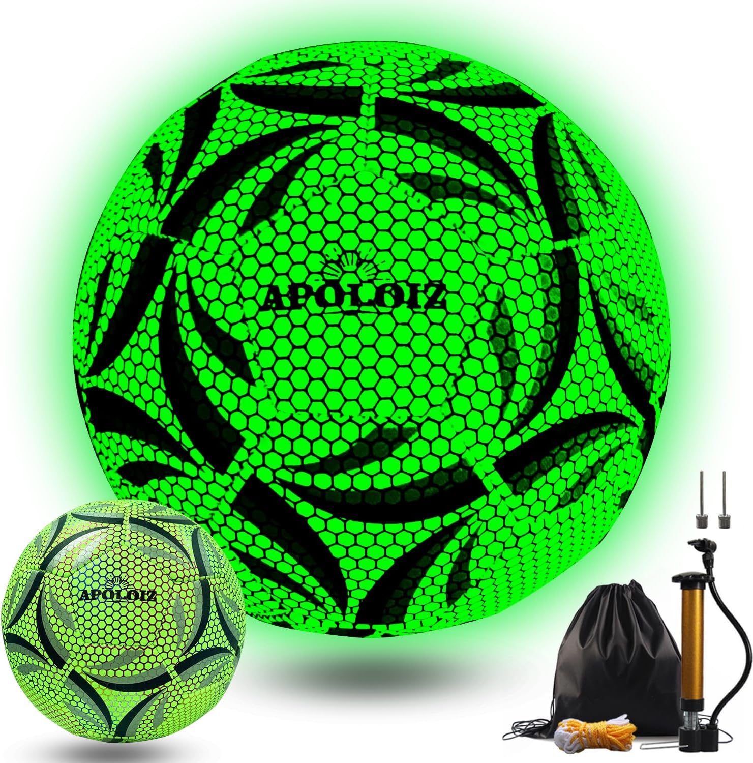 Balón de fútbol iluminado, pelota de fútbol que brilla en la oscuridad, tamaño 45 con bomba, pelotas de fútbol luminosas brillantes para juegos de